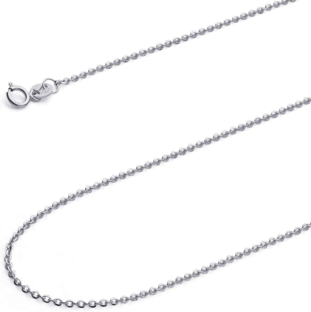 14k REAL Yellow/White Gold Solid 1.5mm, 1.2mm Side Diamond Cut Rolo Cable Chain Necklace with Lobster Claw Clasp