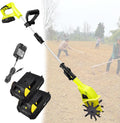 Portable Garden Cultivator Electric Cordless Tiller with 2×12Ah Rechargeable Battery for Gardens, Vegetable Patches, Orchard - 97-127cm Adjustable Rod