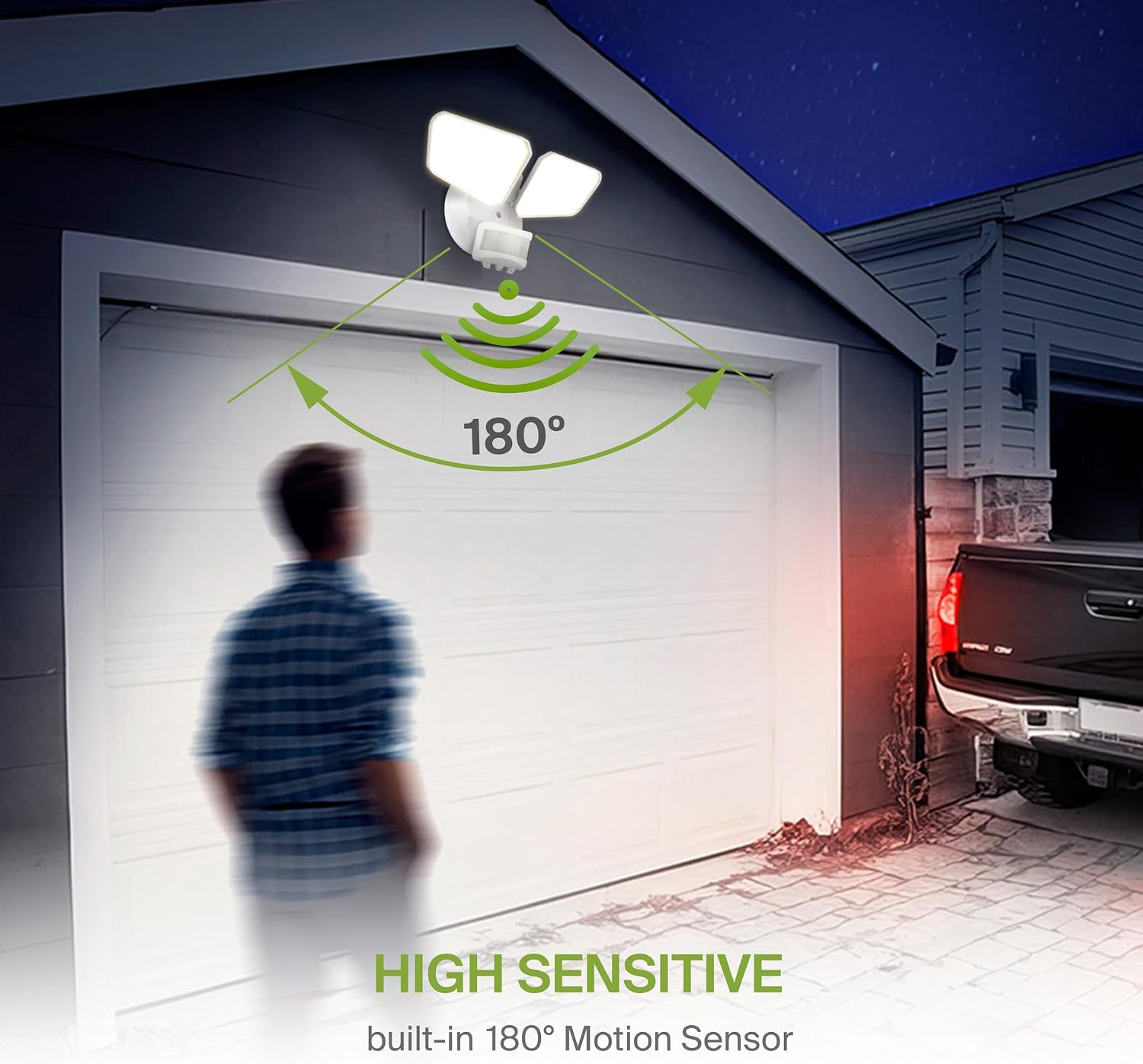 ASD LED Motion Sensor Outdoor Lights, 20W 5 CCT Flood Lights Outdoor, Dusk to Dawn Motion Lights for Outside with Photocell, Wired Security Lighting for Porch, House, Garage, UL DLC, White, 8 Pack