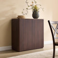 Fluted 2 Doors Sideboard Cabinet with Storage, 34' Wooden Credenza with Shelves, Faux Marble-Top Coffee Bar Console Table, Modern Buffet Cabinet for Dining, Kitchen, Living Room, Entryway, Dark Oak