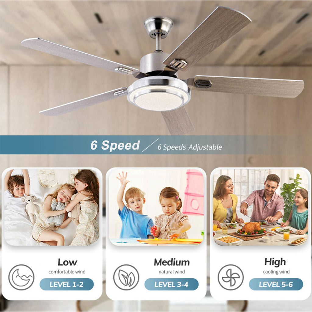 Ceiling Fan with Lights and Remote 42 Inch Modern Ceiling Fans with Light, Reversible, 3CCT, Dimmable, Quiet Ceiling Fan for Bedroom Farmhouse Patio Indoor/Outdoor Use