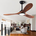 QUTWOB 42' Wood Ceiling Fans with Lights and Remote Control,Indoor Outdoor 3 Blades Wooden Ceiling Fan for Garage,Patio,Living Rooms,Bedrooms,Offices,Farmhouse(Black+Dark Walnut)