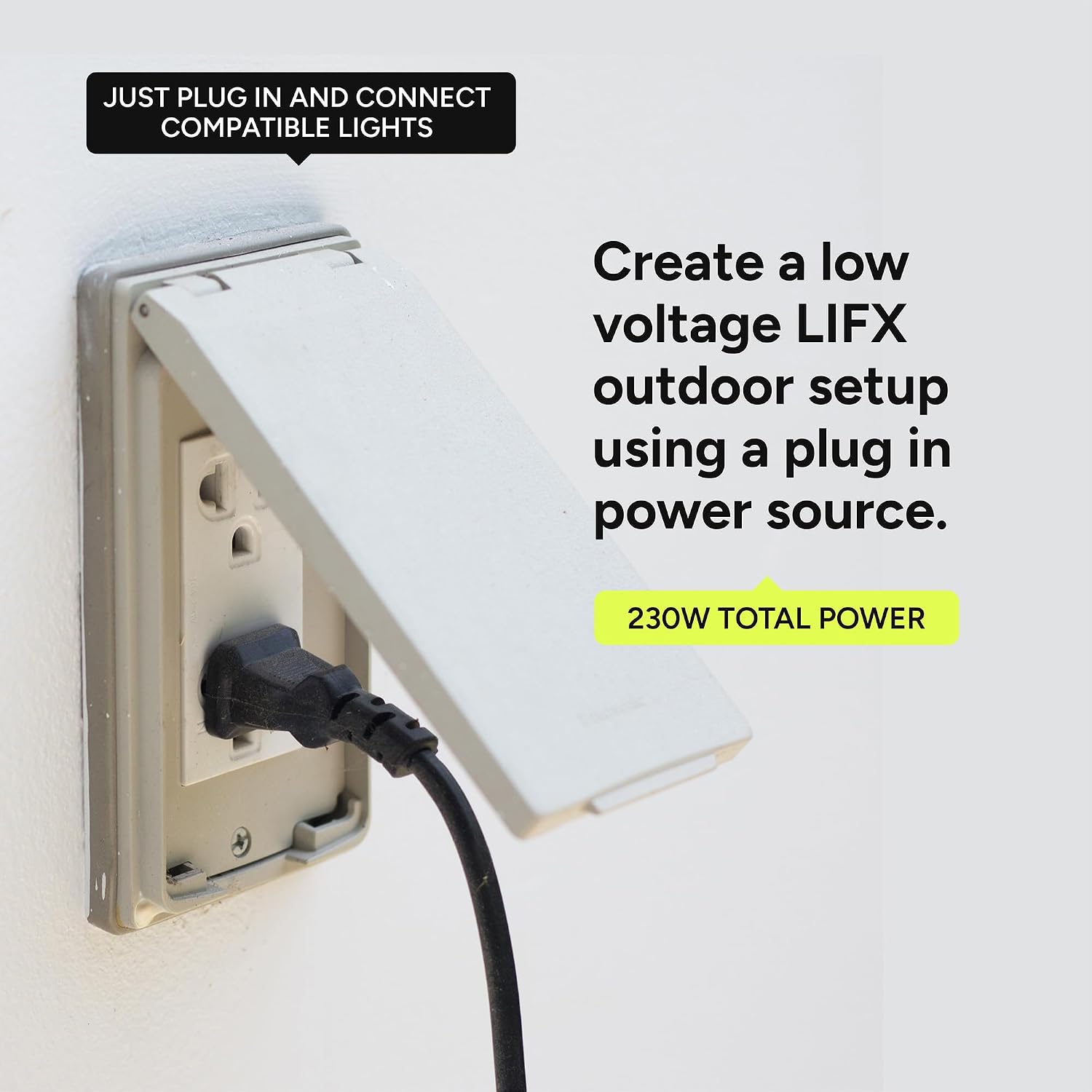 LIFX Outdoor Landscape Low Voltage Plug-in Power Supply Kit, Dual Output, Supports Up to 8 Path or Spot Lights, Weatherproof Cabling, Includes 10 ft Extension Cable & T-Connectors, LFX/PSUKIT/WP