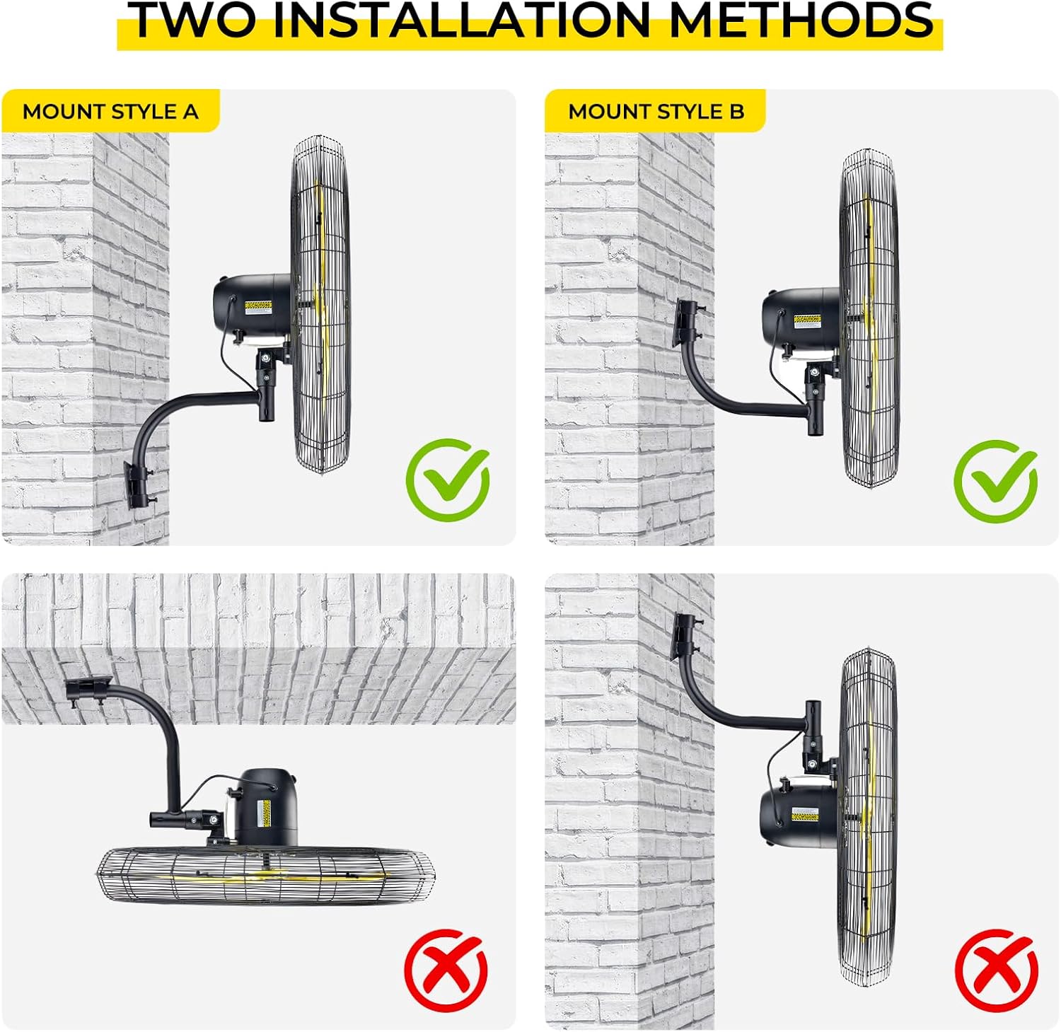 FUGOO 24' Quiet Outdoor Oscillating Wall Mount Fan With Remote Control,All Sealed BLDC Motor,4-Speed Waterproof Outdoor Fan, Heavy Duty Industrial Wall Fans for House,Patios,Garage,Warehouse 5000CFM
