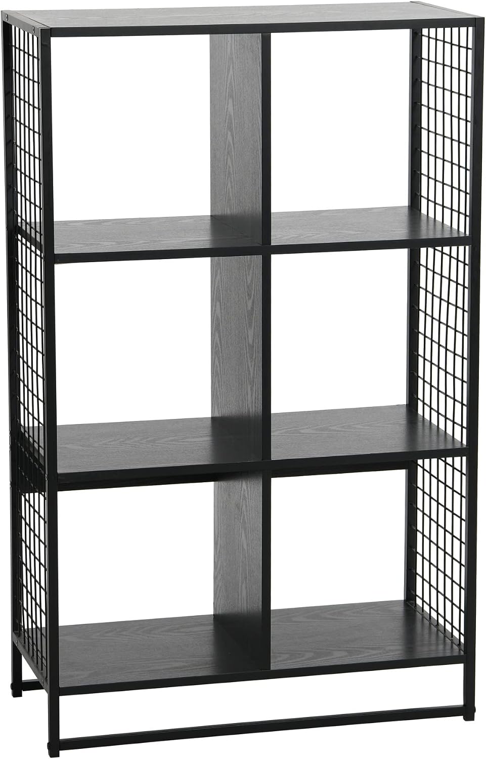 Household Essentials Black Oak & Iron Six Cube Wall Shelf