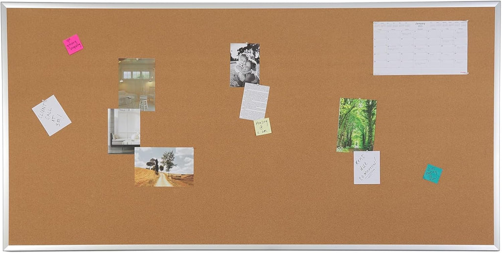 Staples Cork Bulletin Board, Aluminum Frame, 8'W x 4'H