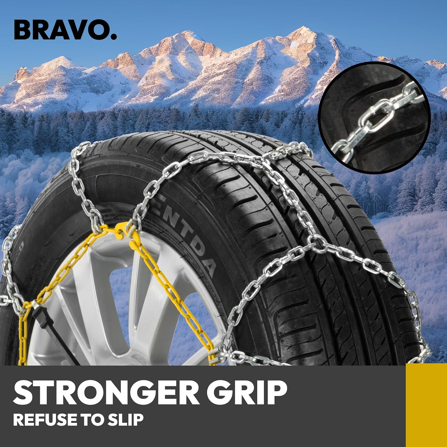 Auto Tightening Snow Chains for SUV,Pickup and Trucks – Quick Fit, Easy Installation, Reusable Universal Tire Chains for Winter Emergency Traction (Set of 2)