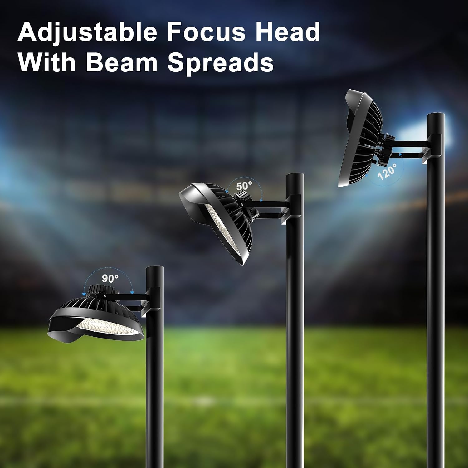 Lightdot 600W LED Stadium Lights with Reflector (Reduce Light Loss, Can Be Removed) 100-277V 90000Lm Commercial LED Sport Lights