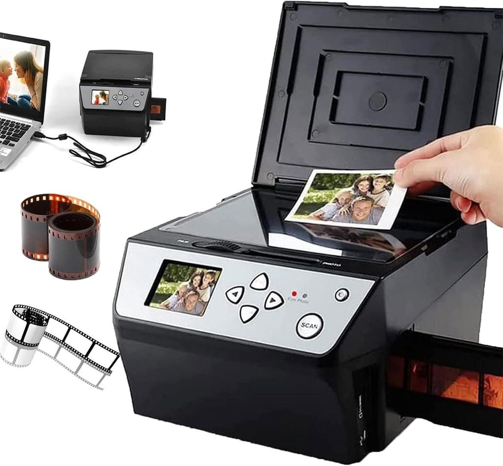 USB Multifunction Scanner (Film/Slide/Photo), Convert - 135&110 Film/35mm Slide + Photo/Document/Business Card to HD 22mp Digital Jpg File + 5' LCD Screen
