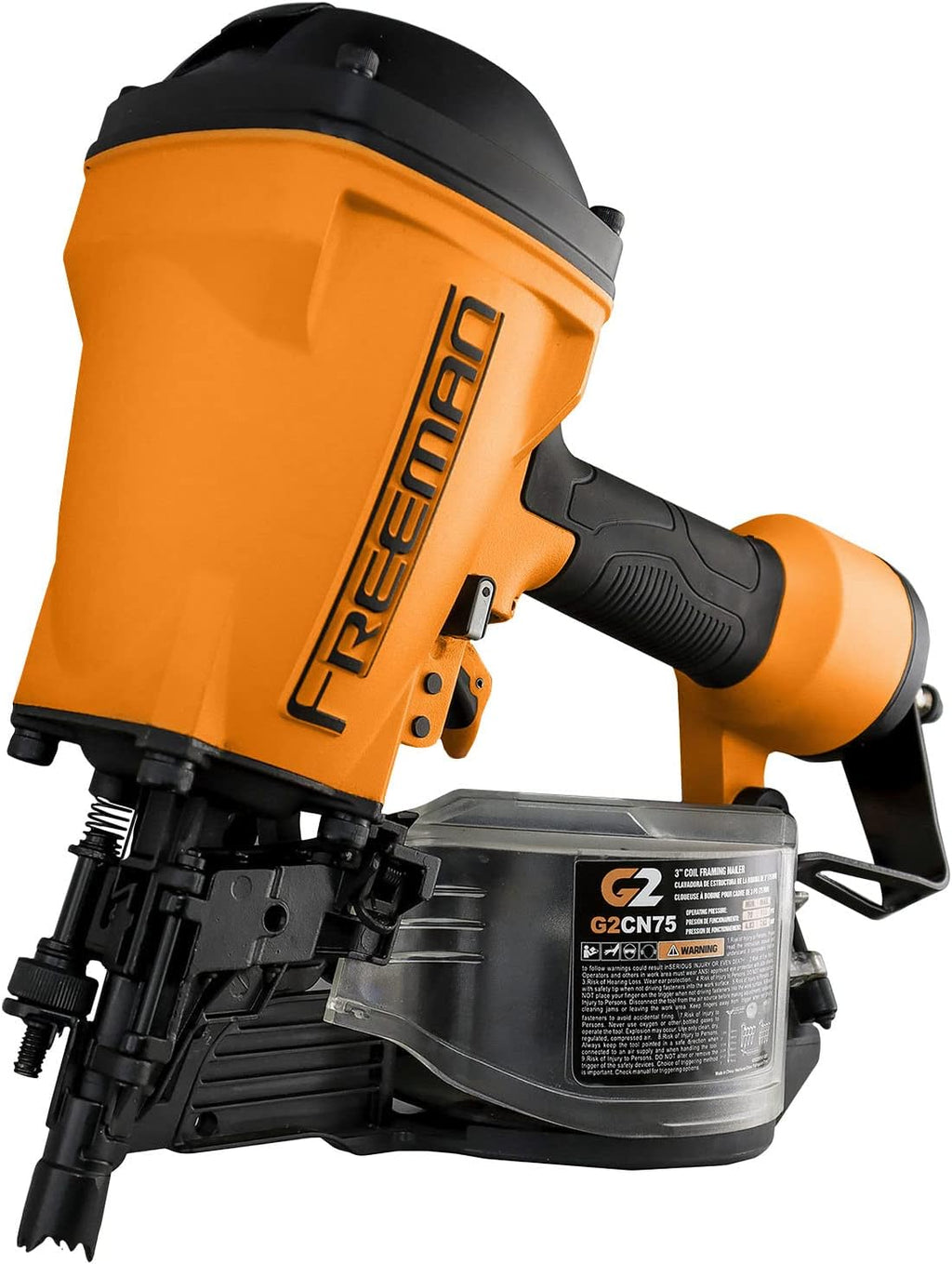 Freeman 2nd Generation Pneumatic 15° 3' Coil Framing Nailer | G2CN75 | Framing, Truss Construction, Sheathing, Subfloors, Decks, Roof Decking, Siding, Wood Fencing, Crate and Pallet Assembly