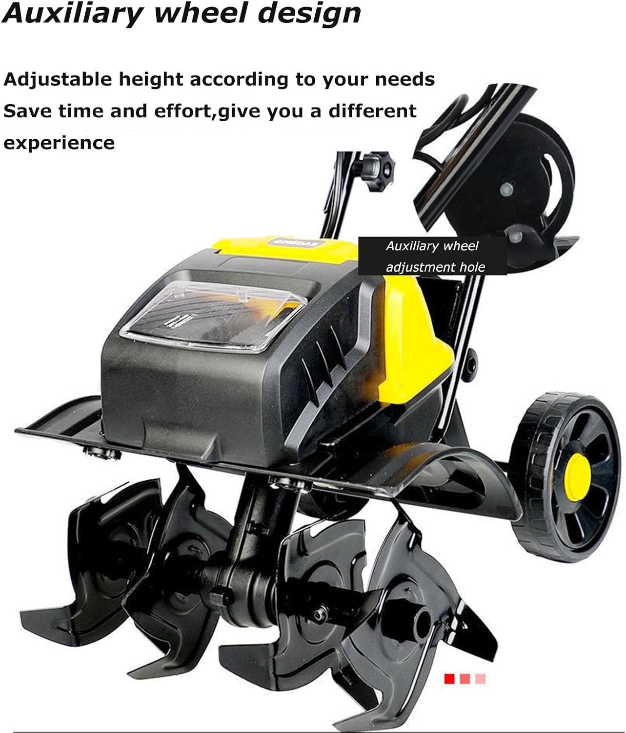 1500W Electric Tiller,Garden Soil Cultivator Rotavator,Foldable Handle, 36cm Tilling Width & 22cm Tilling Depth(4AH)