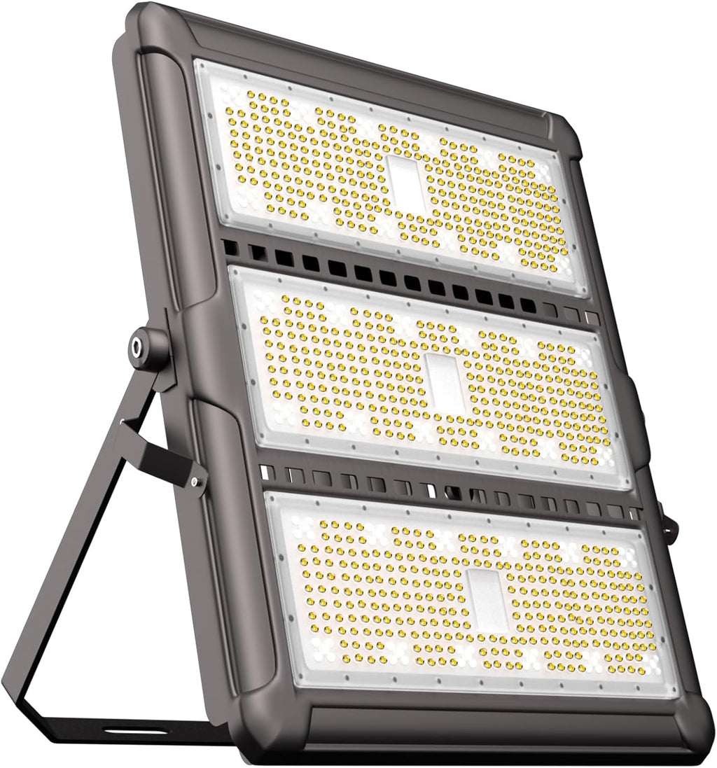 Upgrade 800W Outdoor Flood Lights AC100-277V LED Stadium Lights 120000Lm (3200W Eqv.) LED Flood Lights with 3 Modules, IP65 Waterproof Area Lighting with Adjustable U Bracket