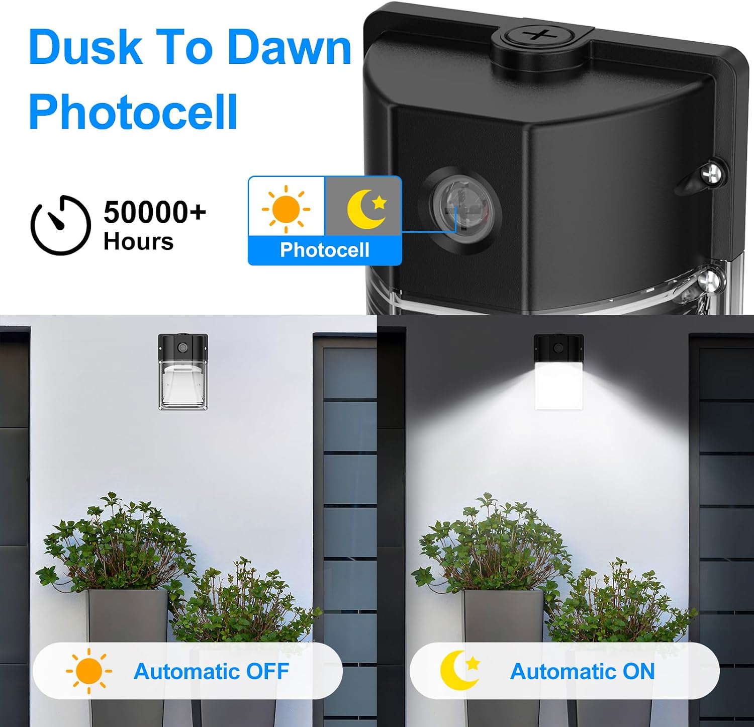 30W LED Wall Pack Light, Dusk to Dawn Outdoor Lighting Sensor, 3600LM, 5000K, LED Outdoor Wall Lights, 120Vac IP65 Waterproof Security Flood Light for Commercial, Porch, Garage, Garden, 6 Pack
