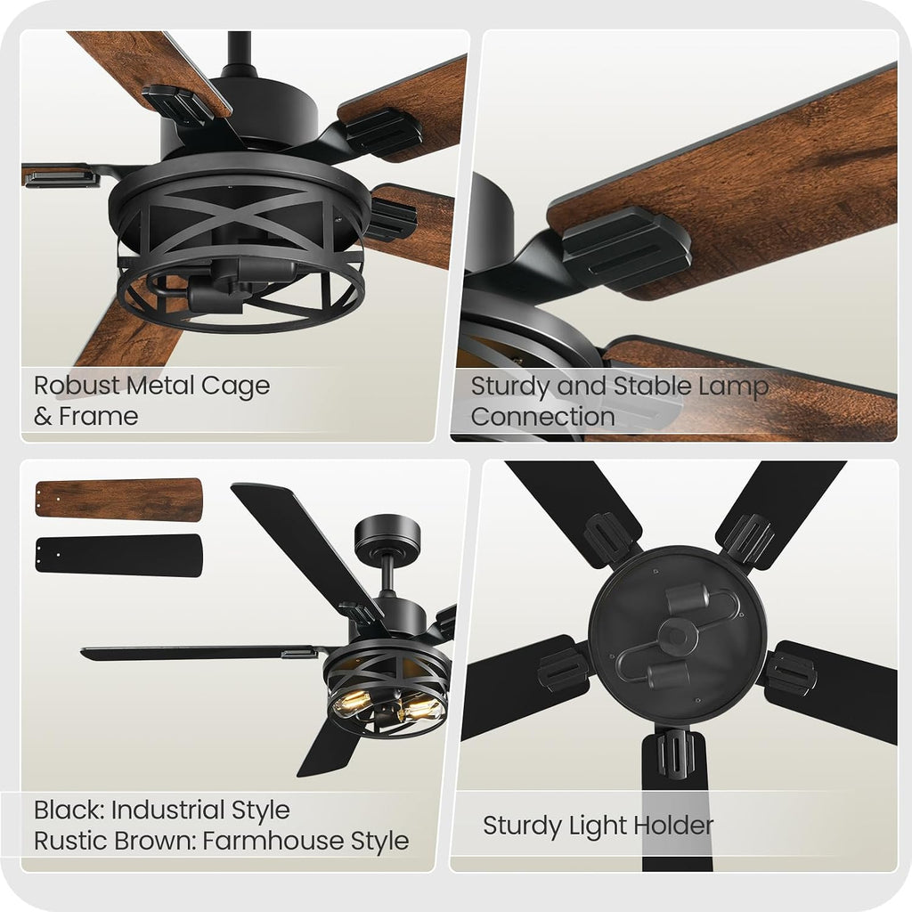Outdoor Ceiling Fan with Light for Patios and Farmhouse Ceiling Fans with Lights Bundle XF01CF05-ZB01CF05