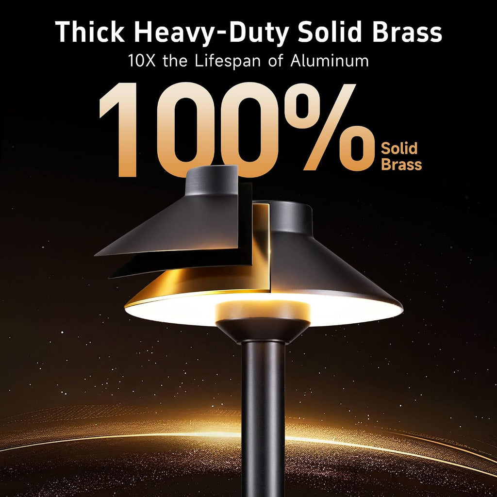 Gardenreet Low Voltage Landscape Lighting Brass, Warm & Neutral White Adjustable 12v Pathway Lights Waterproof, Black Path Light for Outdoor Exterior Area Patio House with 3W 270LM G4 Bulb (6 Pack)