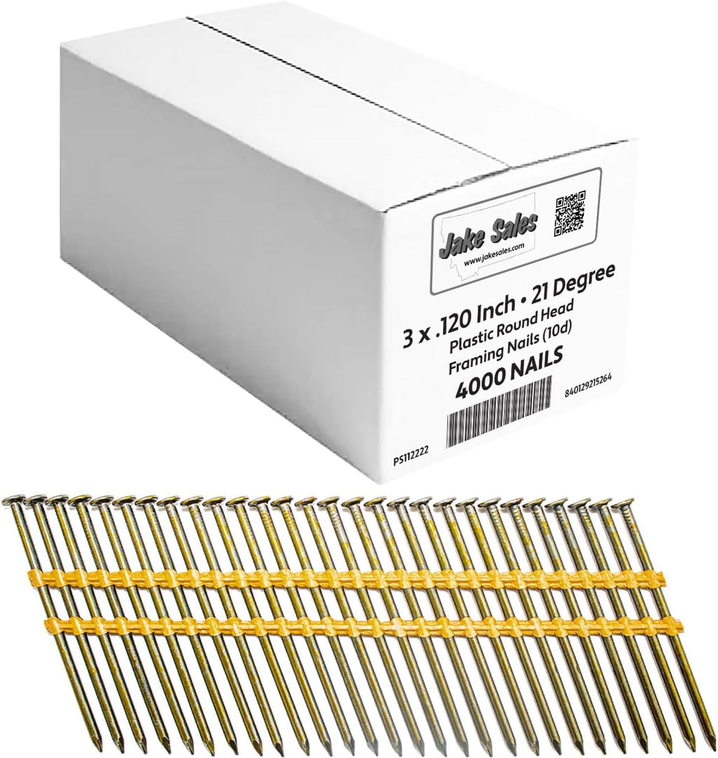 3' x .120' (10d) 21 Degree - Vinyl Coated - Plastic Collated- Framing Nail - Full Box ~4000 Nails