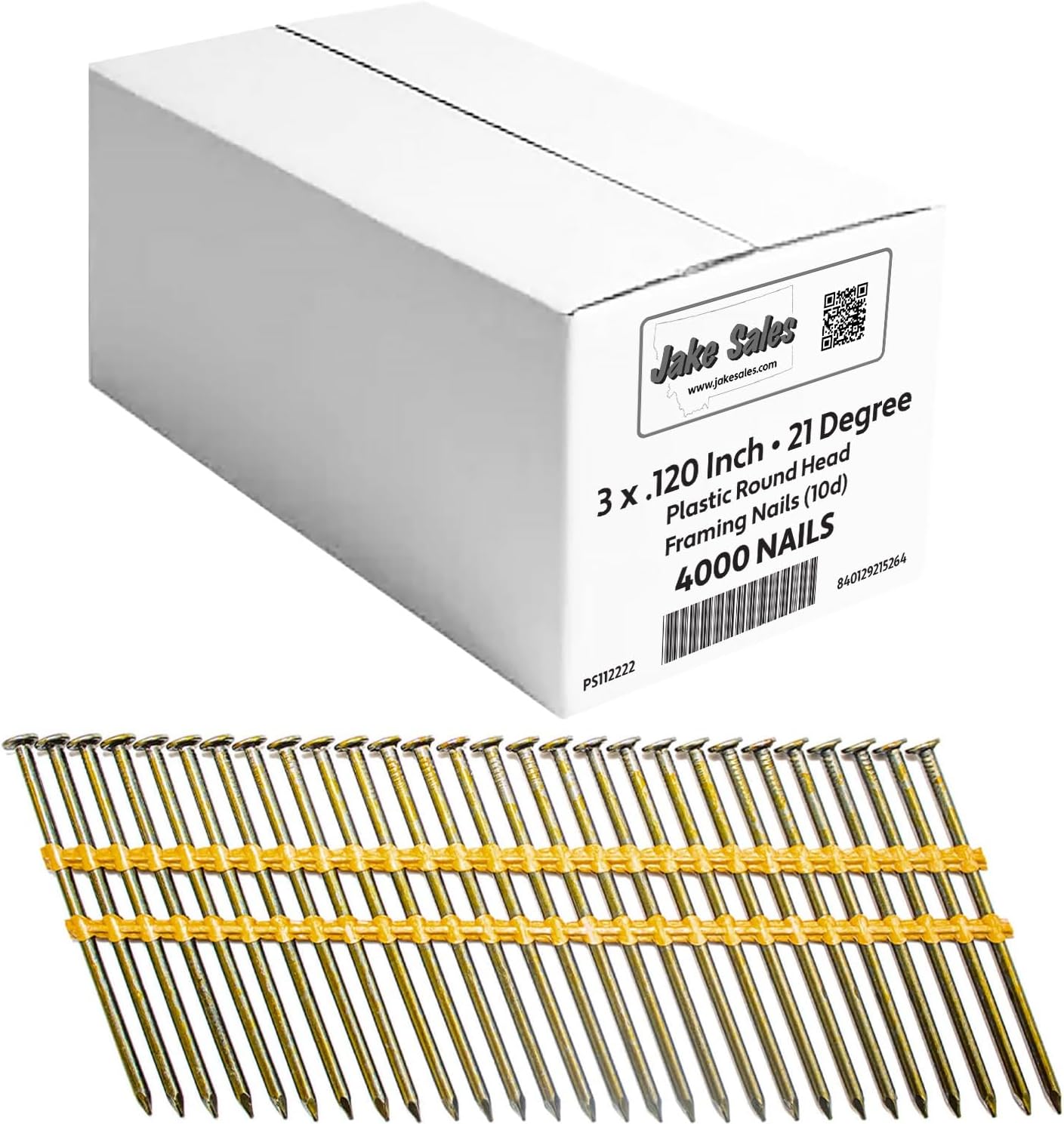 3' x .120' (10d) 21 Degree - Vinyl Coated - Plastic Collated- Framing Nail - Full Box ~4000 Nails