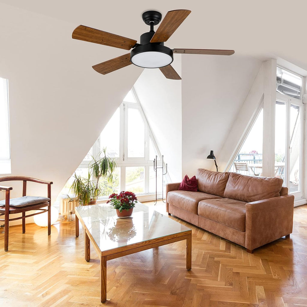 Simple Deluxe 44' Ceiling Fans with Lights and Remote, Outdoor Ceiling Fans for Patios with Light, Easy to Install Ceiling Fan with Reversible Motor and Wooden Blade for All Seasons