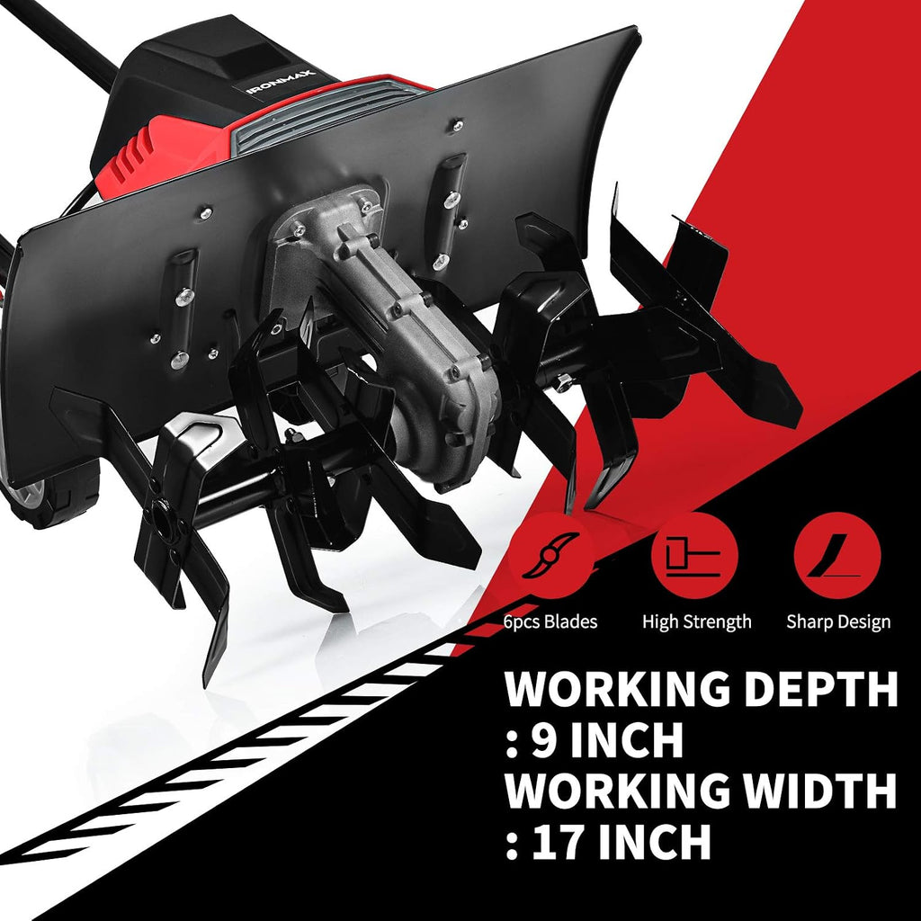 Goplus 17-Inch 13.5 Amp Corded Electric Tiller and Cultivator, Powerful Tillers w/ 9-Inch Tilling Depth, 6 Tines, Rototillers Tool for Garden Lawn Soil Digging