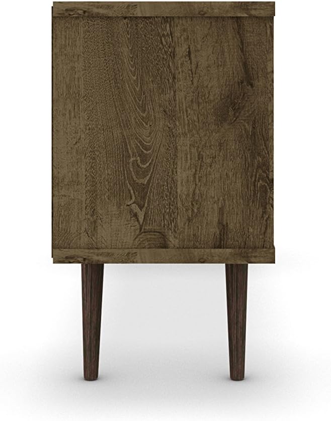 Manhattan Comfort Liberty Mid Century Modern TV Stand for Televisions up to 50 Inches, Bedroom and Living Room Entertainment Center with Storage, Shelves, and Cabinet, 53' Wide, Rustic Brown/Aqua