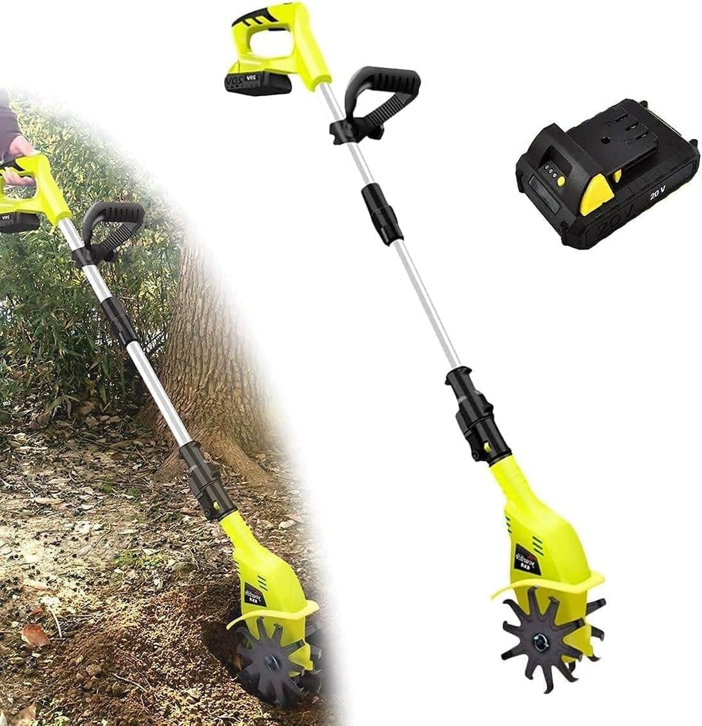 Garden Tiller & Cultivator Cultivators Electric Cordless, Lightweight, Tillers Electric Cultivator with 4Ah Lithium Battery and Fast Charger for Garden Care Compacted Soils and Lawn Yard