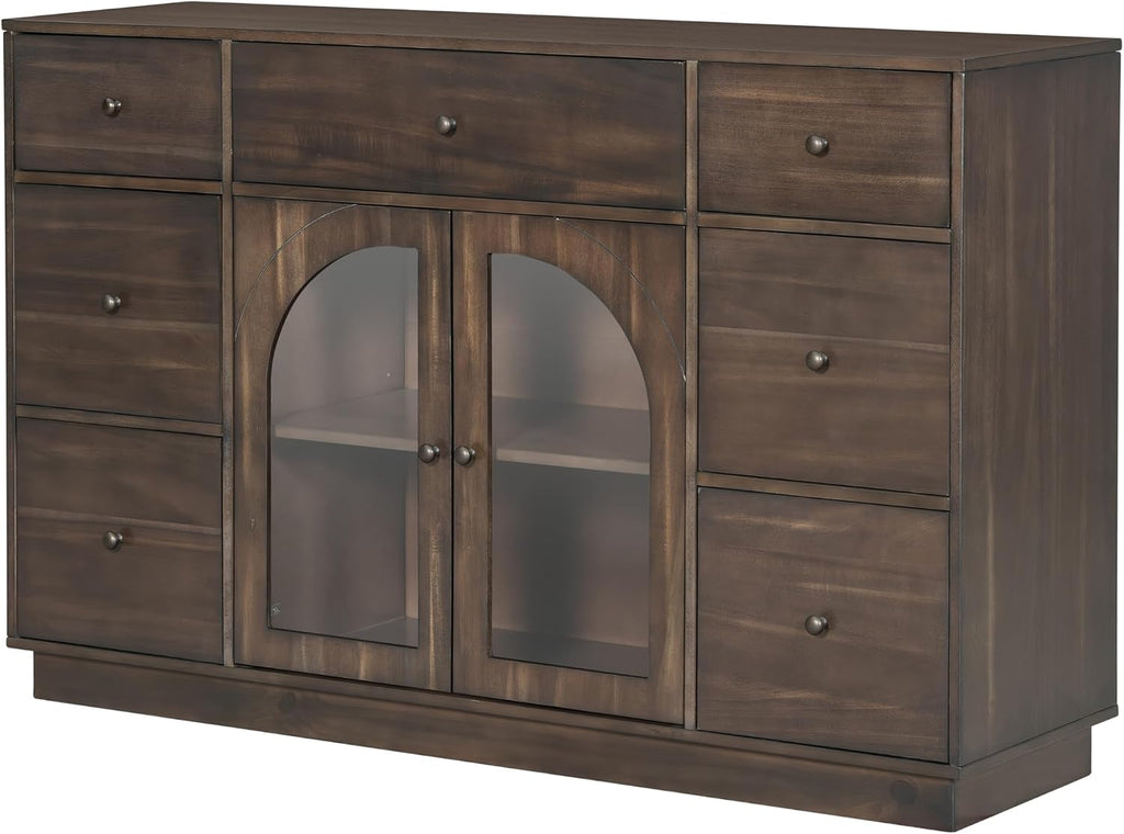 Christopher Knight Home Mia Modern Storage Cabinet with Doors and Drawers, Wooden Sideboard Cabinet with Adjustable Shelf, Freestanding Buffet Cabinet with Storage for Dining Room, Dark Brown