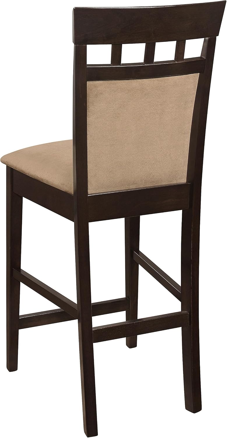 Coaster Home Furnishings - Gabriel - 7-Piece Counter Height Dining Set - Square Wood Table with Storage & 6 Upholstered Chairs - Dining Room & Kitchen - Cappuccino - 100438-S7A