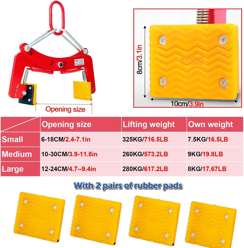 Granite Slab Lifting Clamp -325 260 280 Kg, Heavy Duty Stone Carrying Clamps for Lifting And Transporting Concrete Block Granite Slab Stone Slab, Adjustable Granite Curb Clamp(Opening size 4.7-9.4in/1