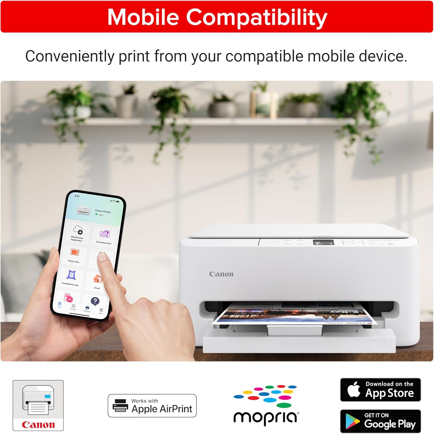 Canon PIXMA TS6520 Wireless Color Inkjet Printer Duplex Printing, White – Home Printer with Copier/Scanner, 1.42' OLED Display, Intuitive Control Panel, Compact Design