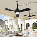 42' Gazebo Fans Outdoor Hanging with Remote Waterproof,Outdoor Ceiling Fan for Patios with Light, Plug in Cord Outlet Hook Wet Rated for Outside Porch, Pergola-Black