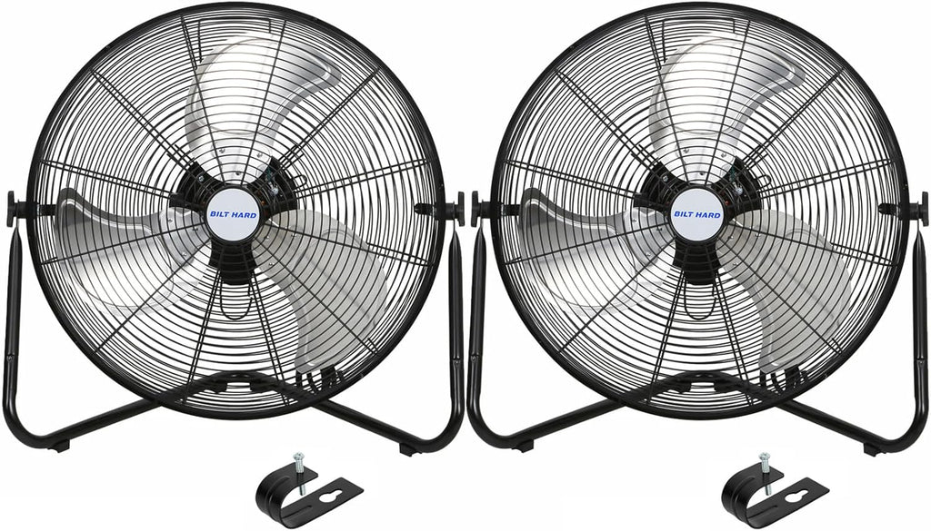 BILT HARD 20' High Velocity Floor Fan, 4600 CFM 3-Speed Industrial Shop Fan with Wall-Mounting System, Heavy Duty Metal Fan for Garage Workshop and Warehouse, 2 Pack