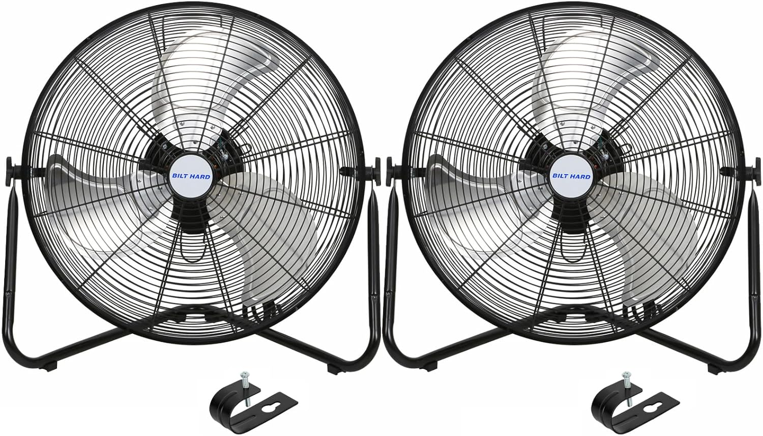 BILT HARD 20' High Velocity Floor Fan, 4600 CFM 3-Speed Industrial Shop Fan with Wall-Mounting System, Heavy Duty Metal Fan for Garage Workshop and Warehouse, 2 Pack