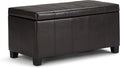 SIMPLIHOME Dover Storage Ottoman Bench - 36 inch Wide Upholstered Vegan Leather Rectangular Lift-Top Ottoman in Tanners Brown, Contemporary Bench for Living Room with Safety Hinges
