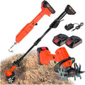 Cultivator Hoe,Cordless Tiller Cultivator with Telescopic Pole,Cultivator Garden Tool with Rechargeable Lithium Battery & Telescopic Pole,2 in 1 Gardening Tools & Rake,for Loosening Soil and Weeding
