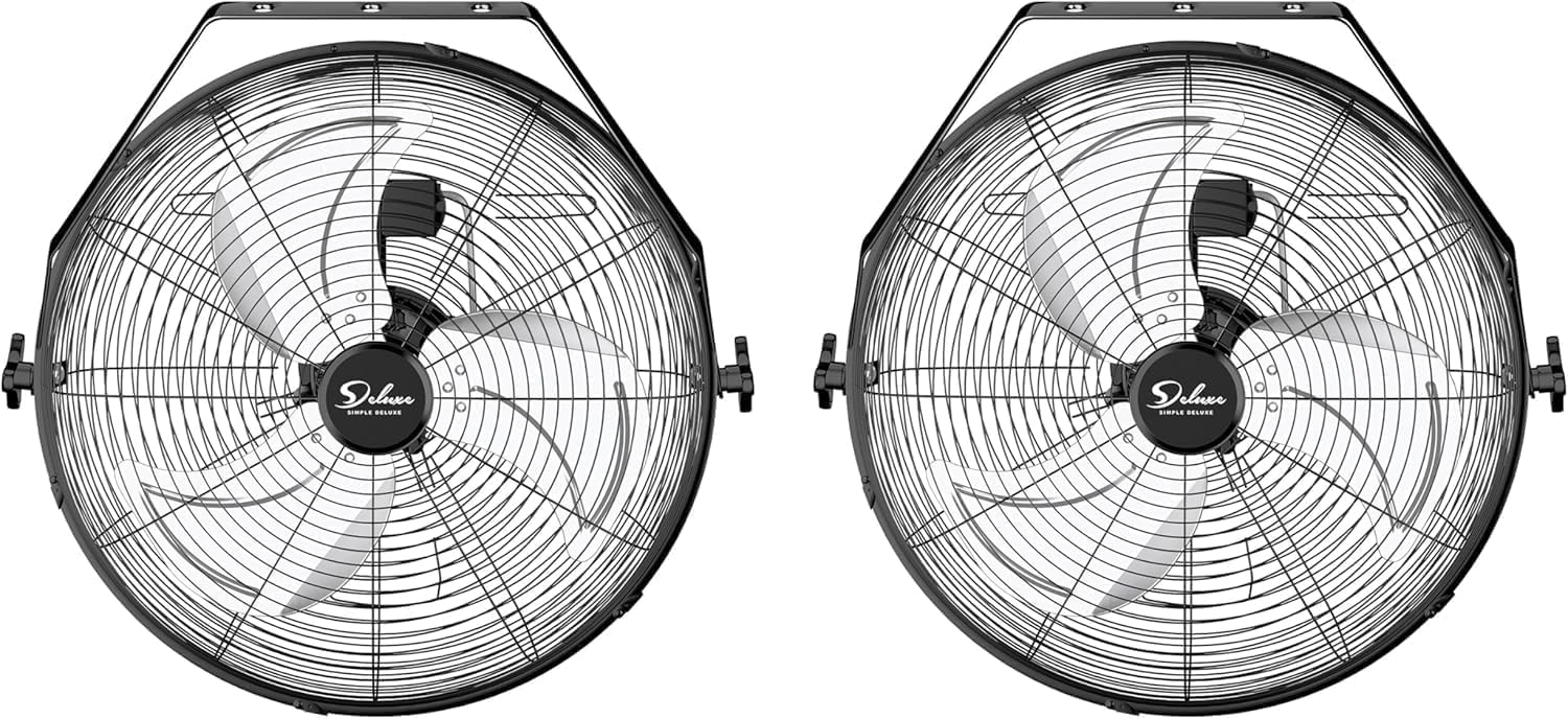 Simple Deluxe 18 Inch Industrial Wall Mount, Max 4200 CFM 3 Speed Commercial Ventilation Metal Fan for Warehouse, Greenhouse, Workshop, Patio, Factory and Basement - High Velocity