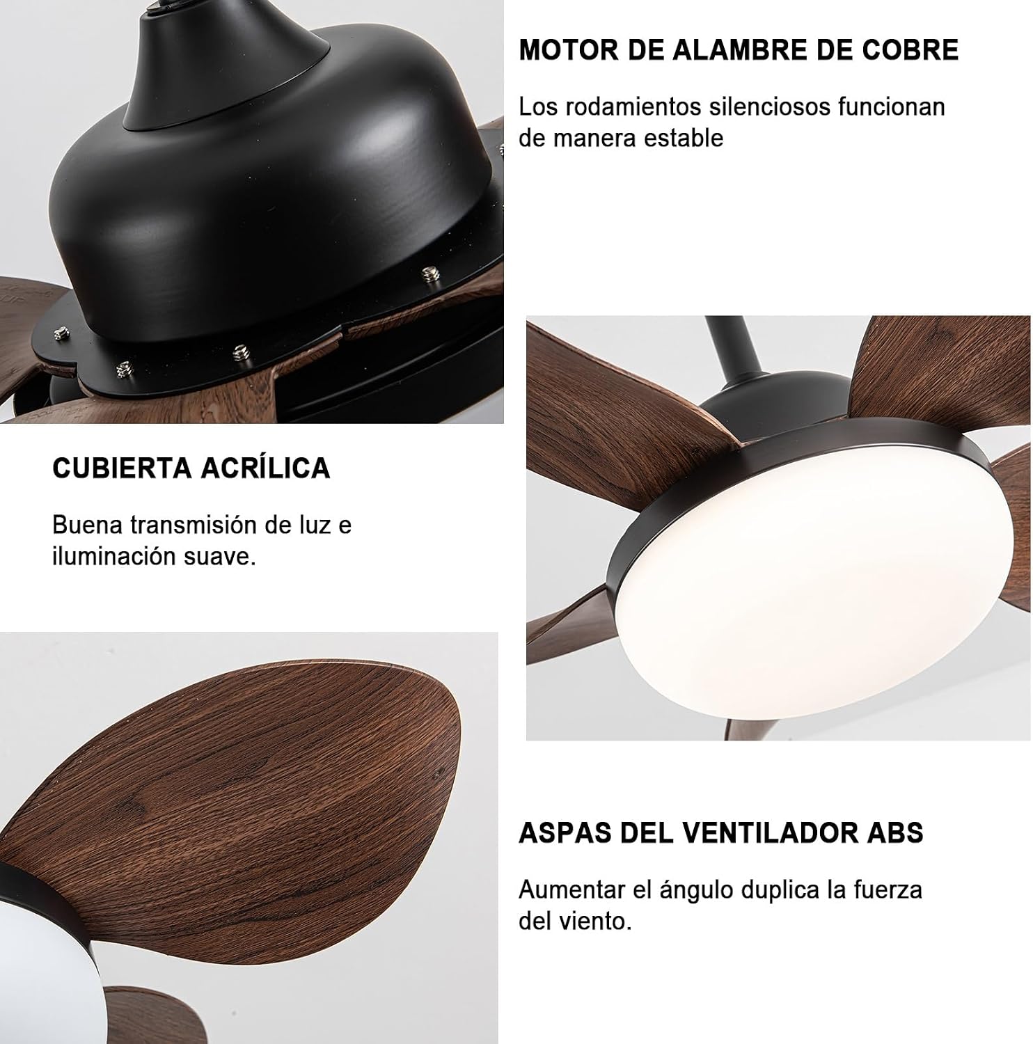 Ceiling Fans with Lights and Remote, Contemporary Indoor LED Ceiling Fan with Light, 6 Speeds Ceiling Fan for Patios,Living Room, Reversible DC Motor, 5 Blades, Dimmable, Noiseless(Black)