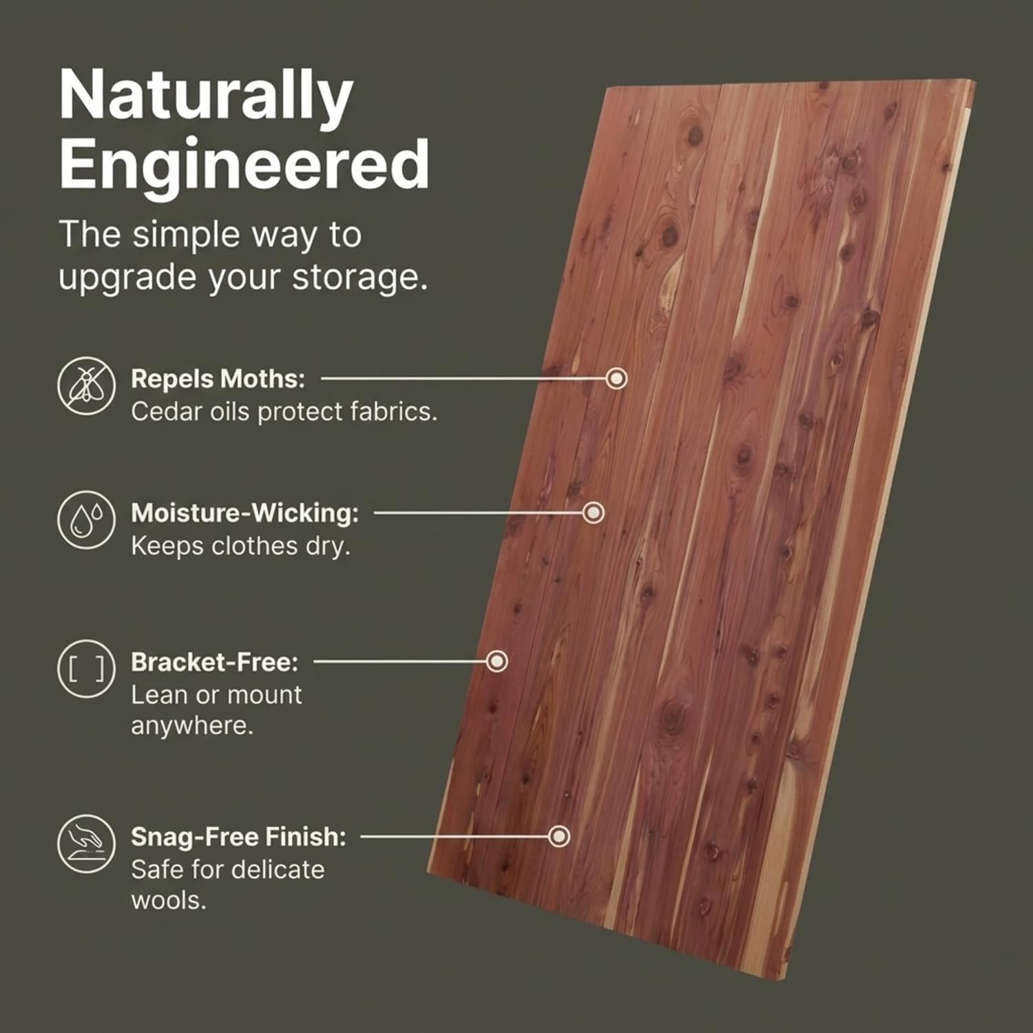 Household Essentials Cedar Fresh Cedar Panels for Closet 2 Pack, Bracket-Free with a Variety of Potential Uses, Natural