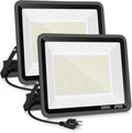 YANYCN 2 Pack 300W Warm White Led Flood Lights Outdoor,3000K Super Bright 43500LM Security Lights with Plug,Exterior IP66 Waterproof FloodLight for Basketball Court, Yard, Garden, Playground