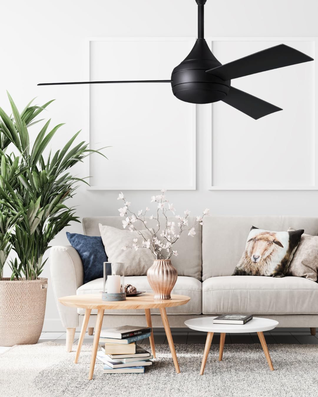 Matthews DA-BK-BB Donaire Outdoor Wet/Salt Water Rated 52' Marine-Grade Coastal Ceiling Fan with LED Light & Remote, Matte Black with Brushed Bronze