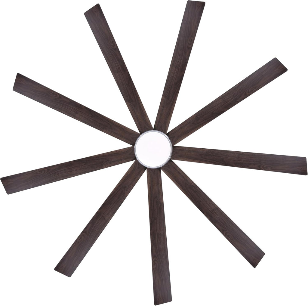 LEDLUX 84' Ceiling Fan with Light, 6-Speed Remote Control, Reversible DC Motor, Modern 9 Blades with 4.5'/12'/24' Downrods for Home or Commercial Black/Walnut