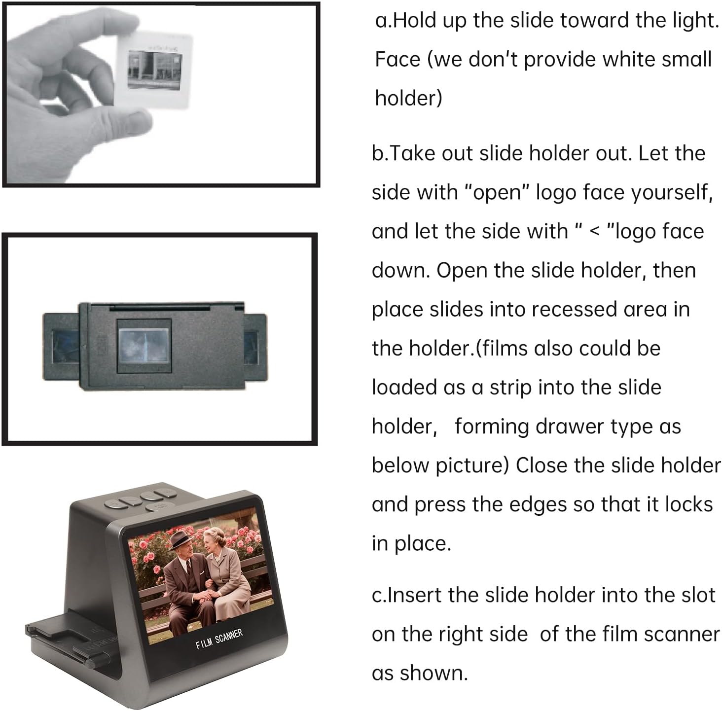 Yunseity Film and Slide Scanner for 135 Film, Slide to Digital JPEG Photos Built in 16GB Memory 5in LCD Screen, 14.0MP Photo Digitizer, Support PC Compute TV for Wins Vista 7 8 10