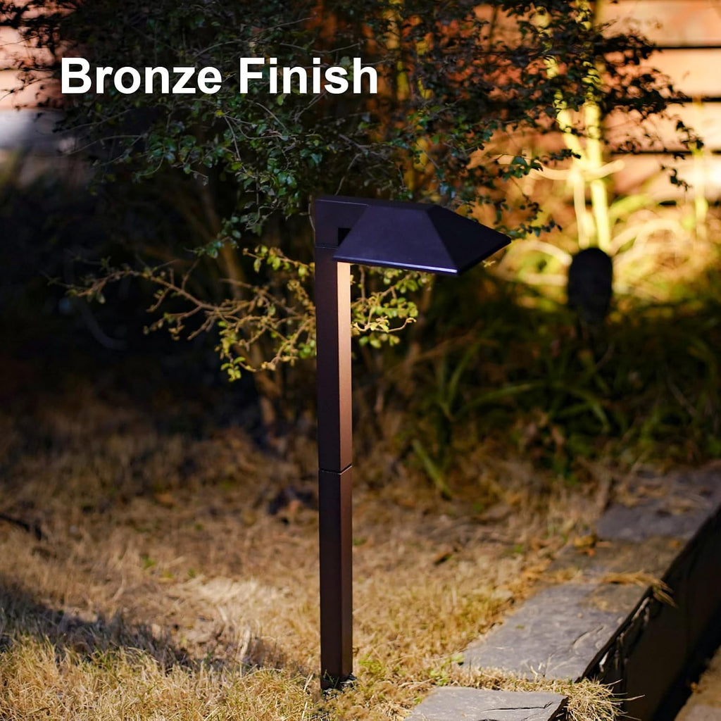 GOODSMANN Low Voltage Landscape Path Lights 8PK Kit 0.6W LED Sidewalk Landscape Lighting 22 Lumen Outdoor Electric Walkway & Pathway Lights Wired Bronze Finish 3100K Warm White with Cable Connectors