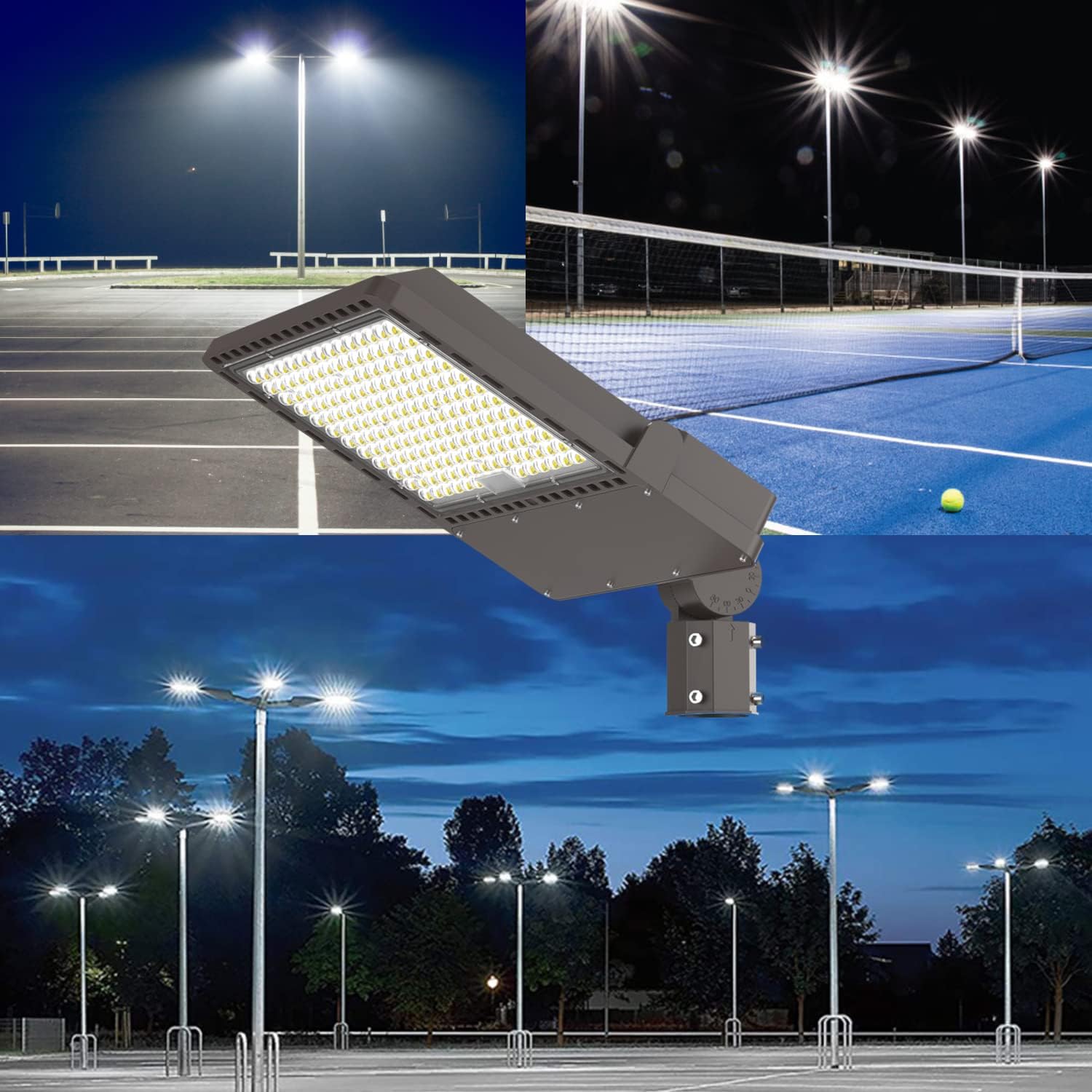 400W LED Parking Lot Light with Slip Fitter, 5000K Daylight 56000Lm, 1500W HPSHID Equivalent, Commercial Outdoor Security Flood Lighting