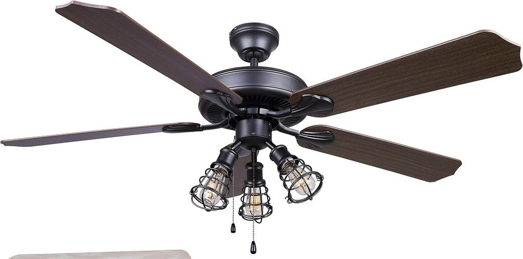 CANARM CF52OTT5GPH Otto 52' Ceiling Fan with 5 Rev Blades Silver Oak/Walnut 3 Light