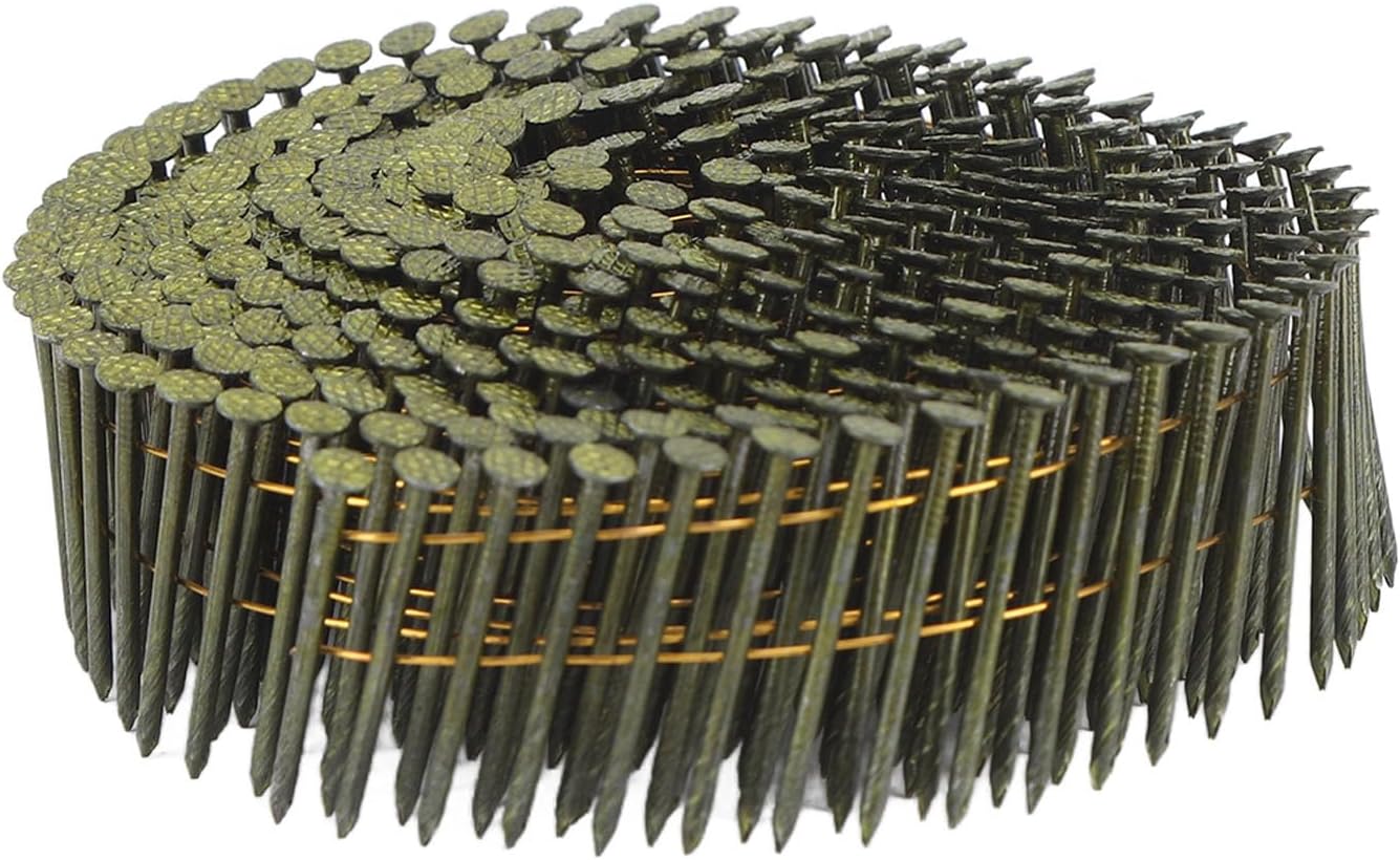16000 Roofing Nails, 40 Rolls Coil Siding Nailer, 15 Degree Round Head Ring Shank Nails, 2.1x38mm Wire Coil Siding Nails