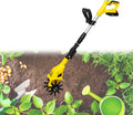 Cordless Tiller Cultivator 20V 250RPM Electric Tiller Handheld Battery Powered Garden Cultivator with Telescopic Rod for Lawn, Farms, Yard, Soil, 4' Cultivation Width and Depth,Yellow