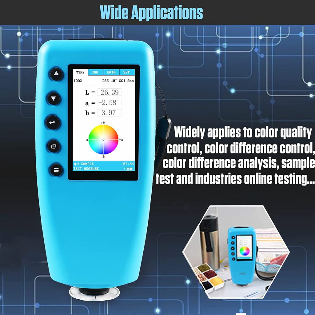 Angchun Handheld Colorimeter - Precise Portable Color Analyzer Digital Color Reader with 8mm Aperture and True -Color Display Tester Kit Lab Colorimeter Color Difference Meter Tester for Multi-Purpose