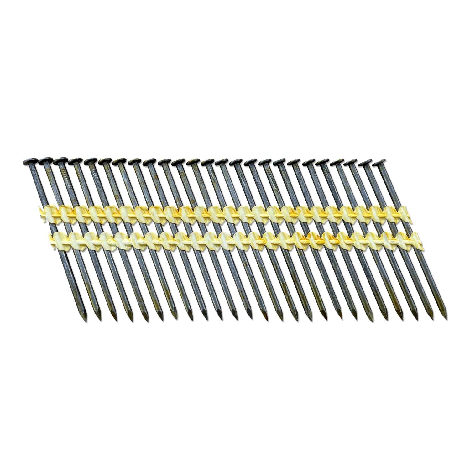 Sandbaggy 21 Degree Framing Nails (3 inch x 0.113 inch) - Plastic Strip Collated Nails - 1/4' Round Head, Smooth Shank, Vinyl Coated - 12 Gauge (4000)