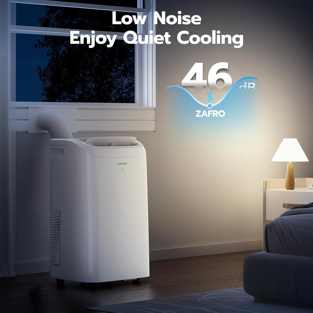 ZAFRO Portable Air Conditioners-14,050 BTU (10,050 BTU SACC) Smart AC Ultra-Quiet(46dB),Voice/APP/Remote,24H Timer with Fan & Dehumidifier, Easy Installation Portable AC for Bedroom, Living Room