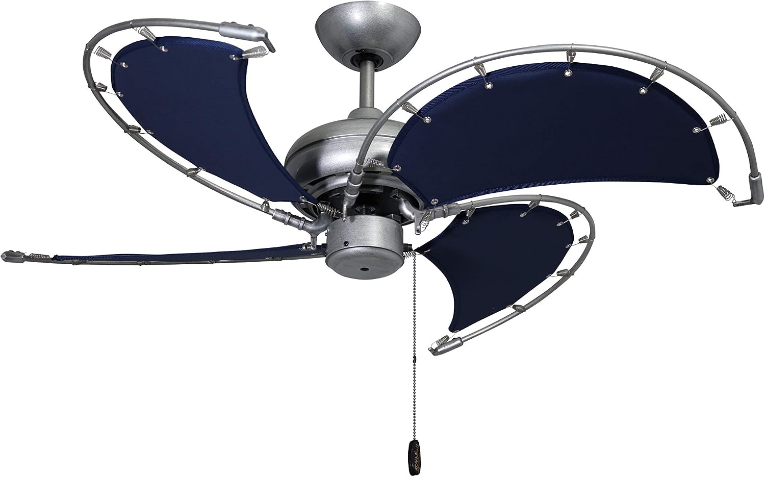 TroposAir Voyage 40' Brushed Nickel Indoor/Outdoor Ceiling Fan with Blue Fabric Blade (BN-1)